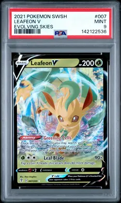 2021 POKEMON SWORD & SHIELD EVOLVING SKIES #007 LEAFEON V PSA 9 - Image 1