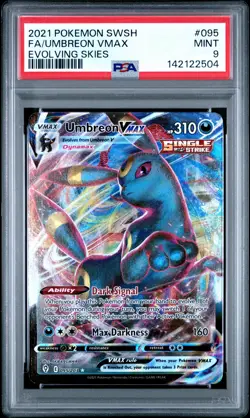 2021 POKEMON SWORD & SHIELD EVOLVING SKIES #095 FULL ART/UMBREON VMAX PSA 9 - Image 1