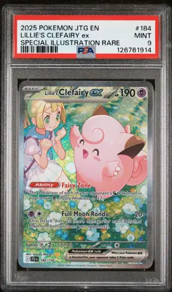 2025 POKEMON JTG EN-JOURNEY TOGETHER #184 LILLIE'S CLEFAIRY EX PSA 9 - Image 1