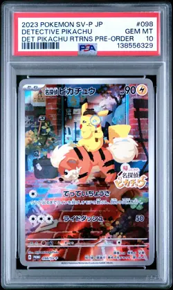 2023 POKEMON JPN SV-P PROMO #098 DETECTIVE PIKACHU PSA 10 - Image 1
