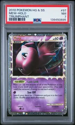 2010 POKEMON HEARTGOLD & SOULSILVER TRIUMPHANT #97 MEW-HOLO PSA 7 - Image 1