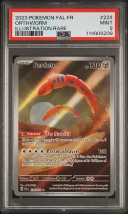 2023 POKEMON FRENCH PAL FR-PALDEA EVOLVED ILLUSTRATION RARE #224 ORTHWORM PSA 9 - Image 1