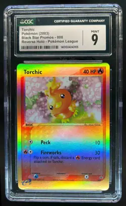 2003 Pokemon League Black Star Promo Torchic Reverse Holo #008 CGC 9 - Image 1