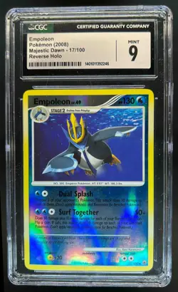 2008 Pokemon Diamond & Pearl Majestic Dawn Empoleon Reverse Holo #17/100 CGC 9 - Image 1