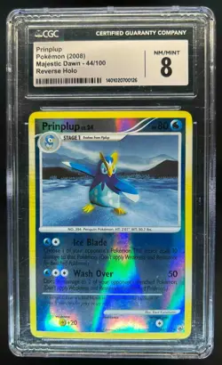 2008 Pokemon Diamond & Pearl Majestic Dawn Prinplup Reverse Holo #44/100 CGC 8 - Image 1