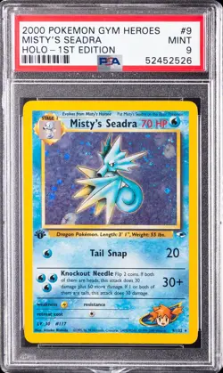 2000 POKEMON GYM HEROES HOLO-1ST EDITION #9 MISTY'S SEADRA PSA 9 - Image 1