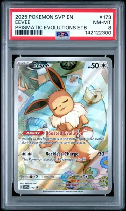 2025 POKEMON SVP EN-SV BLACK STAR PROMO #173 EEVEE PSA 8 - Image 1