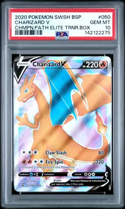 2020 POKEMON SWSH BLACK STAR PROMO #050 CHARIZARD V PSA 10 - Image 1