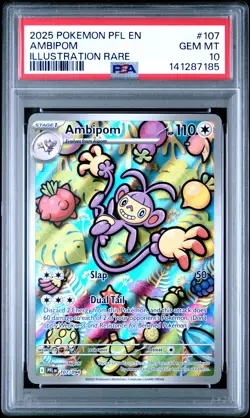 2025 POKEMON PFL EN-PHANTASMAL FLAMES ILLUSTRATION RARE #107 AMBIPOM PSA 10 - Image 1