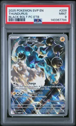 2025 POKEMON BLACK BOLT POKEMON CENTER ETB PROMO #209 THUNDURUS PSA 9 - Image 1