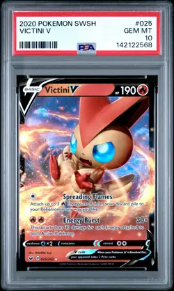 2020 POKEMON SWORD & SHIELD #025 VICTINI V PSA 10 - Image 1