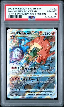 2022 POKEMON SWSH BLACK STAR PROMO #262 FULL ART/CHARIZARD VSTAR PSA 8 - Image 1