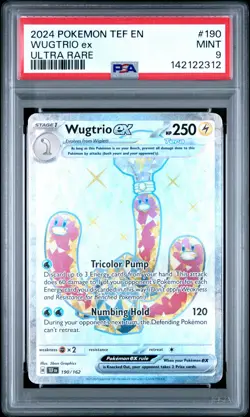 2024 POKEMON TEF EN-TEMPORAL FORCES ULTRA RARE #190 WUGTRIO EX PSA 9 - Image 1