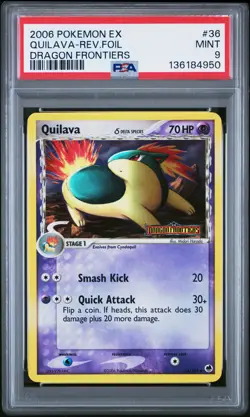 2006 POKEMON EX DRAGON FRONTIERS #36 QUILAVA-REVERSE FOIL PSA 9 - Image 1