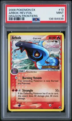 2006 POKEMON EX DRAGON FRONTIERS #13 ARBOK-REVERSE FOIL PSA 9 - Image 1