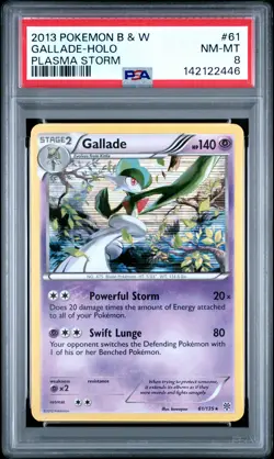 2013 POKEMON B&W PLASMA STORM #61 GALLADE-HOLO PSA 8 - Image 1