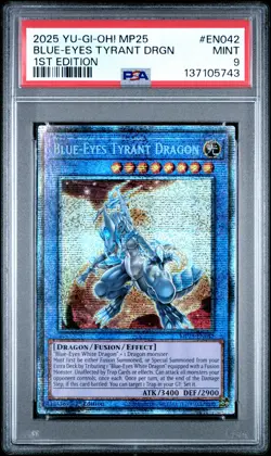 2025 YU-GI-OH! MP25-MEGA-PACK TIN 1ST EDITION BLUE-EYES TYRANT DRAGON PSA 9 - Image 1