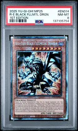 2025 YU-GI-OH! MEGA-PACK TIN 1ST EDITION RED-EYES BLACK FULLMETAL DRAGON PSA 8 - Image 1