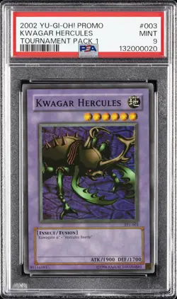 2002 YU-GI-OH! PROMO TP1-TOURNAMENT PACK 1 #003 KWAGAR HERCULES PSA 9 - Image 1