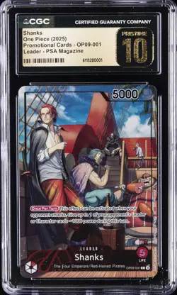 2025 ONE PIECE JAPANESE PROMO CARDS LEADER- PSA MAGAZINE SHANKS CGC 10 PRISTINE - Image 1