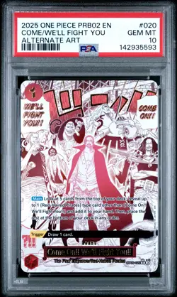 2025 ONE PIECE PREMIUM BOOSTER ALT ART #020 COME ON!! WE'LL FIGHT YOU!! PSA 10 - Image 1