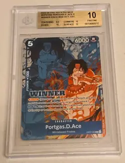 BGS 10 One Piece 2024 Portgas D. Ace OP07-053 R Tournament Pack Oct-Dec Winner - Image 1