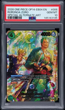 2026 ONE PIECE OP14-EB04-THE AZURE SEA'S SEVEN SPECIAL AA RORONOA ZORO PSA 10 - Image 1