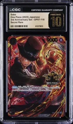 2025 ONE PIECE JPN 3RD ANNIV SET SECRET RARE #OP07-118 SABO CGC 10 PRISTINE - Image 1