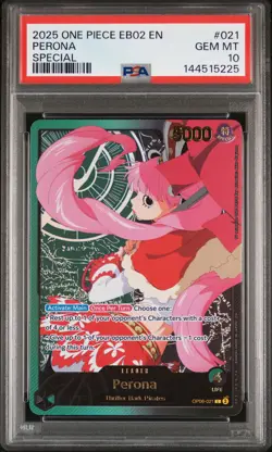2025 ONE PIECE EXTRA BOOSTER ANIME 25TH COLLECTION SPECIAL #021 PERONA PSA 10 - Image 1