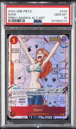 2024 ONE PIECE PRB01-PREMIUM BOOSTER MANGA ALTERNATE ART #016 NAMI PSA 10 - Image 1