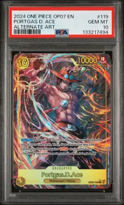 2024 ONE PIECE OP07-500 YEARS IN THE FUTURE ALTERNATE ART PORTGAS D. ACE PSA 10 - Image 1