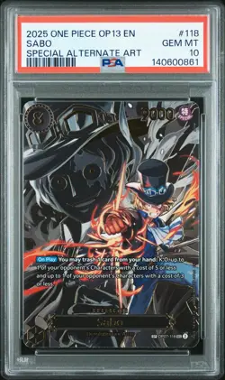 2025 ONE PIECE OP13-CARRYING ON HIS WILL SPECIAL ALTERNATE ART #118 SABO PSA 10 - Image 1