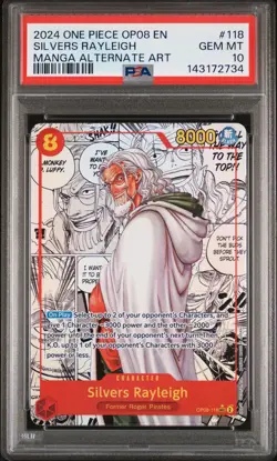 2024 ONE PIECE OP08-TWO LEGENDS MANGA ALTERNATE ART #118 SILVERS RAYLEIGH PSA 10 - Image 1