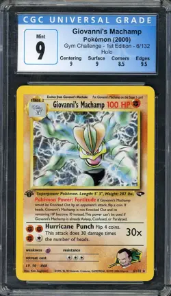 CGC 9 Giovanni's Machamp (1st Ed.) Gym Challenge 6/132 Holo Pokemon Card B22 - Image 1