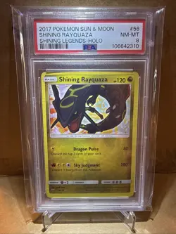 Pokemon TCG Shining Rayquaza Holo Rare Card Shining Legends 56/73 PSA 8 NM MT - Image 1