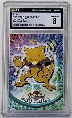 CGC 8 Abra #63 1999 Pokemon Topps Series 1 - 2nd Print Black Label Graded Card - Image 2