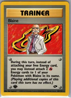 Blaine 1st Edition 100/132 Gym Challenge - Pokemon Card - NM - Image 1