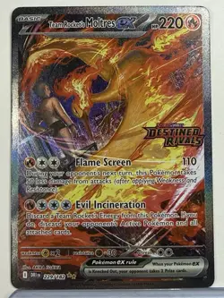 Team Rocket’s Moltres ex SIR # 229/182 Destined Rivals Stamped Pokemon TCG Card - Image 1