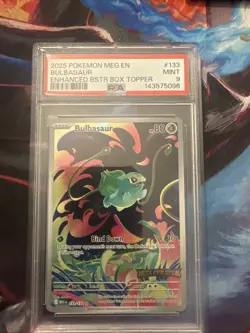 Pokemon TCG Bulbasaur Enhanced Mega Evolution Promo Card 133/132, PSA 9 - Image 1