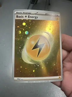 HD Lightning Energy Cosmos Holo with Mew Tail Swirl SVE MEW 004 151 Pokemon Card - Image 1