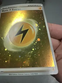 HD Lightning Energy Cosmos Holo with Mew Tail Swirl SVE MEW 004 151 Pokemon Card - Image 4