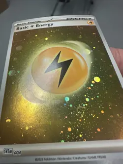 HD Lightning Energy Cosmos Holo with Mew Tail Swirl SVE MEW 004 151 Pokemon Card - Image 5