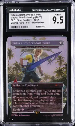 2025 MTG FF MYTHIC RARE FOIL BORDERLESS #1867 TIDUS'S BROTHERHOOD SWORD CGC 9.5 - Image 1