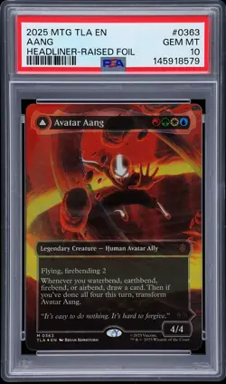 2025 MTG AVATAR HEADLINER-RAISED FOIL AANG MASTER OF ELEMENTS/AVATAR AANG PSA 10 - Image 1