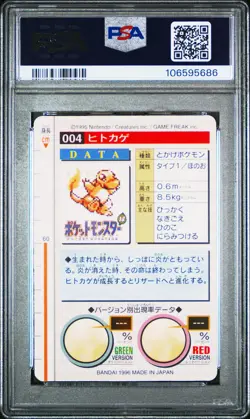 1996 POKEMON JAPANESE BANDAI CARDDASS VENDING #4 CHARMANDER PSA 7 - Image 2