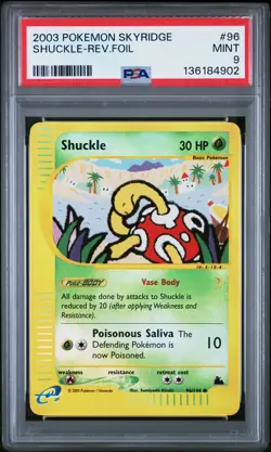 2003 POKEMON SKYRIDGE #96 SHUCKLE-REVERSE FOIL PSA 9 - Image 1