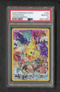 2023 Pokemon Sword & Shield Crown Zenith Full Art Pikachu #160 PSA 10 GEM MINT - Image 1
