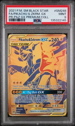 2021 POKEMON SM BLACK STAR PROMO #SM248 FULL ART/PIKACHU & ZEKROM GX PSA 9 - Image 1