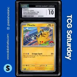 2023 POKEMON SV BLACK STAR PROMO WORLD CHAMPIONSHIPS #190 PIKACHU CGC 10 - Image 1