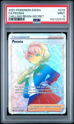 2021 POKEMON SWORD & SHIELD CHILLING REIGN SECRET #219 FULL ART/PEONIA PSA 9 - Image 1